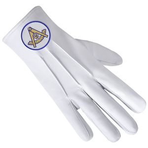 Past Master Blue Lodge Guantes 100% Algodón Emblema dorado Bordes azules Masonic Regalia Accesorios Fabricante mayorista al aire libre - Product Image 3