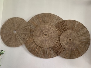 Ensemble de 6 décorations murales tissées Lavihex Co, en fibres naturelles organiques, art mural abstrait géométrique moderne, paniers muraux décoratifs - Product Image 3