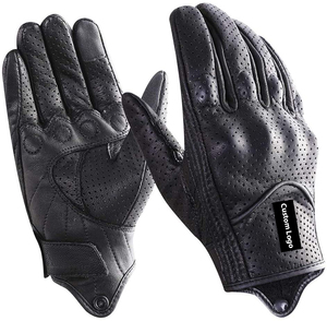 Gants de course d'été unisexes en cuir de vachette court perforé design imperméable de protection pour motards de rue équipement de moto - Product Image 1