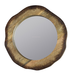 Miroir mural rond en bois antique fait à la main, design Art Déco de haute qualité, décoration de luxe pour la maison, petite taille, salon, salle de bain, chambre à coucher - Product Image 1