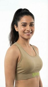 Soutien-gorge de sport beige en grès à maintien élevé pour femmes, sans couture, compression, gym, fitness, yoga, vêtements de sport, soutien-gorge personnalisé OEM - Product Image 4