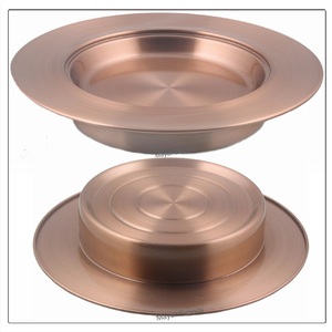 Juego de Comunión de Acero Inoxidable, Bandeja para Servir Vino con Tapa y Plato para Pan con Tapa en Acabado Cobre - Product Image 5