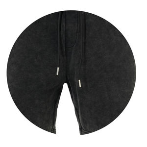 Black Color Acid <b>Wash</b> Short for Men Cotton 260 280 300 GSM Drawstring Vintage Acid <b>Wash</b> Short With Custom Design - Product Image 3