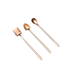 ช้อนขนมทองเหลืองด้ามจับ PVD ช้อนชาโลโก้ที่กำหนดเองเป็นมิตรกับสิ่งแวดล้อมช้อนอาหารเย็นช้อนผสมชากาแฟช้อนขนม - Product Image 3