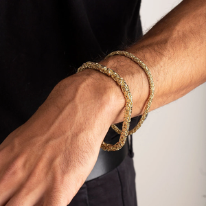 Men's Vintage Rope Chain Rolo Link <b>Bracelet</b> Chunky 18k Solid Gold Plated <b>Byzantine</b> <b>Bracelet</b> Fashion Jewelry - Product Image 3