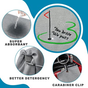 Serviette de golf personnalisée avec clip, serviette de golf en microfibre, séchage rapide, absorbante, serviette de sport pour sacs de clubs de golf, entraînement en plein air - Product Image 5