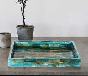 Bandeja para servir con incrustaciones de hueso de diseño exclusivo, bandeja hecha a mano con diseño Floral, incrustaciones de hueso ecológicas designables para decoración de cocina - Product Image 4