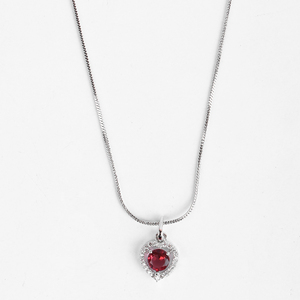 Collar de Cadena con Corazón de Aleación de Zinc Color Granate, Moderno, para Regalo - Product Image 2