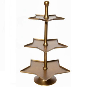 Gold Tiered Star Tray Metal Cupcake Stand Antique Brass 3 Tier Dessert Display Tower for Christmas Wedding Party Decor Star Tier - Product Image 1