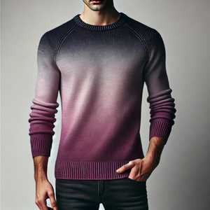 Pull en tricot à manches longues pour homme, col rond, tricot torsadé, motif torsadé, pull en tricot pour homme - Product Image 1