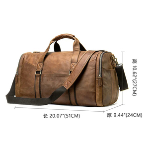 Sacs de voyage en cuir véritable avec logo personnalisé Sac de voyage sport pour hommes de nuit en week-end Sac de sport en cuir en gros - Product Image 3