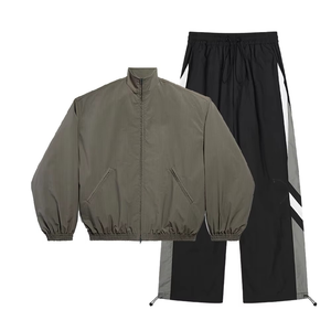 Ensemble coupe-vent deux pièces pour hommes, pantalon et veste, survêtement en nylon à fermeture éclair réfléchissante, ensemble deux pièces de pantalon coupe-vent - Product Image 6