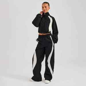 OEM Custom Contrast Panel Nylon TrackSuit Shell Set 2 Piece <b>Women</b> <b>Windbreaker</b> Tracksuit - Product Image 2