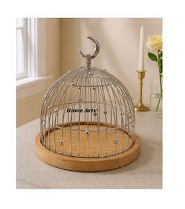 Hotel Decorative Display Pastries <b>Cake</b> Server With Iron Wire Design Dome Round Shape Desert Platter With Dome - Product Image 1