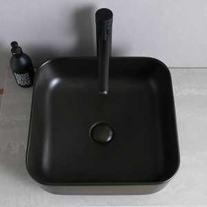Meuble de salle de bain mural en céramique KOS 120CM avec lavabo carré noir mat, ensemble moderne - Product Image 5