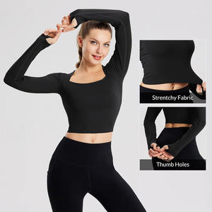 Tops Cortos de Yoga para Mujer, Personalizados, Ligeros, Lavados, de Alta Sujeción, Elásticos en Cuatro Direcciones, Transpirables, Ropa Deportiva, para Entrenamiento de Verano, OEM - Product Image 6