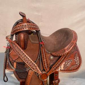 ชุดอานม้าหนังแท้สไตล์ตะวันตกพร้อมงานศิลปะลายไม้ต้นไม้พรีเมียม |   ชุดอุปกรณ์ขี่ม้าแบบแฮนด์เมดพร้อมอุปกรณ์เสริมฟรี - Product Image 3