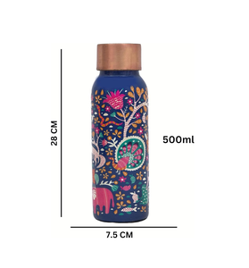 Bouteille d'eau en cuivre faite à la main personnalisée bouteille potable meilleure haute qualité avec conception imprimée en émail - Product Image 3