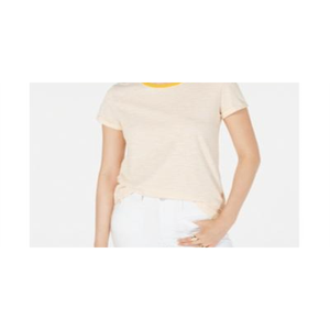 T-shirt Giallo Girocollo da Donna Maison Jules, Vestibilità Ampia, in Jersey 100% Cotone, Taglie XS e XXS, Versione Traspirante e Aderente - Product Image 2