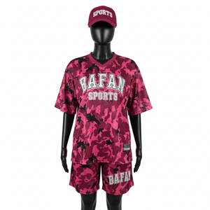 Conjunto corto de malla de poliéster para mujer, 150 GSM, tela transpirable, estampado por sublimación, logotipo con apliques de tela twill, conjuntos para mujer 100% algodón - Product Image 6