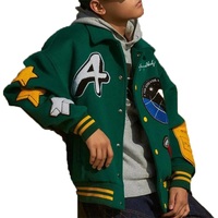 Chaqueta Varsity Vintage Personalizable de Alta Calidad para Hombre, Verde, con Parches de Chenilla, para Invierno, Exterior, con Revestimiento de Lona, Transpirable