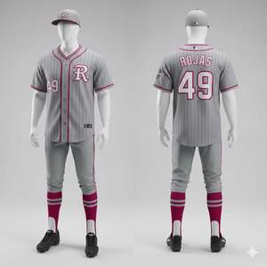 ชุดยูนิฟอร์มเบสบอลพิมพ์ลายตามสั่ง ระบายอากาศได้ดี พร้อมชื่อและหมายเลขส่วนตัว ผลิตจากโพลีเอสเตอร์ 100% แห้งเร็ว คอวี มีกระเป๋า - Product Image 6