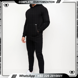 Pull à capuche et pantalon de survêtement pour homme Ensemble de gymnastique Tenues de jogging en molleton uni avec logo Taille Plus pour la saison hivernale - Product Image 3