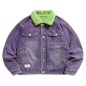 2025แจ็กเก็ตยีนส์สำหรับผู้ชายกันลมผ้าฟลีซหนาอบอุ่นแบบลำลองมีกระดุมติดปกเสื้อ - Product Image 1