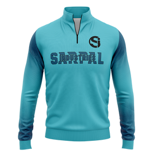 <b>Mens</b> Aqua Teal Gradient Quarter Zip Sweatshirt Soccer Training <b>Top</b> Football Tracksuit Pullover Long Sleeve 1/4 Zip <b>Top</b> Wholesale - Product Image 1