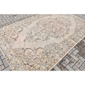 พรมตุรกีขนาด 6.1x10.3 ฟุต พรมวินเทจขนาดใหญ่ พรมสีน้ำตาลเทาล้วน - Product Image 2