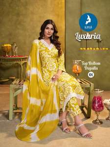 Nouveau pantalon exclusif en rayonne Kurti ensemble Nazneen Dupatta dernier design indien pakistanais prix de gros pour les vêtements pour femmes - Product Image 2