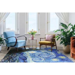 Tapis imprimé avec vue nocturne étoilée, reproduction de Van Gogh, tapis cadeau, avec poils doux - Product Image 2