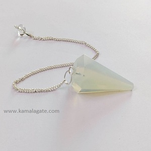 Venta al por mayor facetado opalito cristal péndulo ágata piedra preciosa radiestesia Reiki curación péndulo con Chakra estilo bola tema - Product Image 1