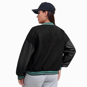 Chaquetas del equipo universitario para mujer, ropa de calle de invierno, Color negro, diseño personalizado y logotipo, bajo precio - Product Image 3