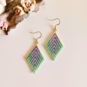 Modern Glass <b>Beads</b> Earrings with Turquoise Design and Cascading <b>Fringe</b> Unique Jewelry Gift From MS Handicraft - Product Image 3