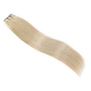 Extensions de cheveux à clipser 24 pouces # 51 mèches de cheveux humains brésiliens Remy blond champagne, ondulés profonds, avec bandes adhésives invisibles - Product Image 5