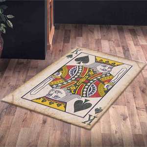 Tapis imprimé : motif carte de jeu Roi de Cœur, décoration moderne pour salle de jeux, tapis fin non tissé - Product Image 5