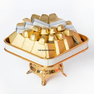 Bandeja de Chocolate para Postres, Bandeja para Dátiles, Diseño de Lujo, Hoja Plateada, Forma Redonda de Aluminio, Segura para Dulces - Product Image 5