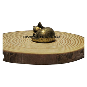 Brass Modern Sleeping Cat Figurine Eco-Friendly Handmade Metal Handicraft Folk Art Animal Showpiece for Home Decor Office <b>Desk</b> - Product Image 4
