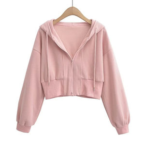 Haute qualité 100% coton femmes sweats à capuche automne Streetwear court longueur sweat personnalisé imprimé conception avant respirant hiver - Product Image 1