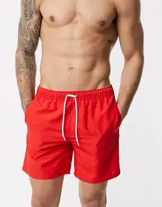 Oem Effen Blanco Rode Kleur Zwemshorts Strandkleding Losse Knielengte Met Trekkoord Workout Op Maat Gemaakt Heren Zwemboard Shorts