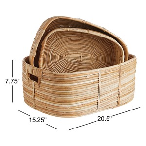 Juego de 3 Cestas de Mimbre Hechas a Mano, Cesta de Almacenamiento Ecológica, Venta al por Mayor, Hecho en Vietnam - Product Image 2