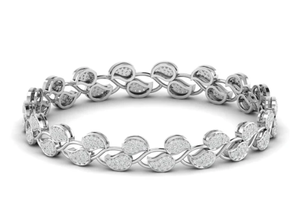 Designer 2.06 Ct Natural Diamond <b>Bangle</b> 14K <b>Gold</b> Round Cut Leaf Pattern Bracelet for Bridal & Anniversary Celebrations - Product Image 3