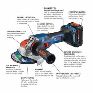 Amoladora Angular Profesional de 18V X-LOCK Conectable, Kit de 5-6 Pulgadas, Batería de Alta Potencia de 8 Ah, Disco de 125mm, Gatillo Deslizante Incluido - Product Image 4