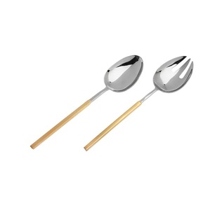 เซิร์ฟเวอร์สลัดโลหะ,มีดเคลือบสีน้ำตาลดีไซน์ใหม่อุปกรณ์บนโต๊ะอาหาร - Product Image 3