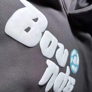 Sudadera con capucha recortada de algodón 100% de muestra gratis OEM para hombre, estampado de hojaldre, patrón 3D, forro polar sólido de gran tamaño para invierno - Product Image 3