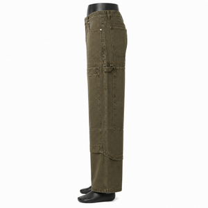Pantalon cargo vintage délavé pour homme, en coton épais, style workwear, multi-poches, streetwear, coupe ample - Product Image 5
