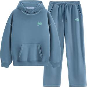 SUDADERO de algodón 100%, conjunto ligero con capucha, cierre de cordón, invierno, ecológico, lavado a la piedra, estampado de diamantes de imitación adornados - Product Image 1