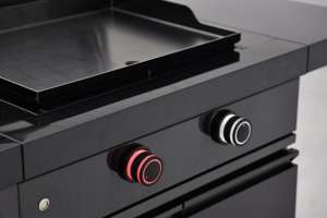 Barbecue <span class=keywords><strong>a</strong></span> <span class=keywords><strong>Gas</strong></span> Multifunzione <span class=keywords><strong>a</strong></span> Doppio Bruciatore <span class=keywords><strong>con</strong></span> Copertura Rigida e Tavoli Laterali Pieghevoli, Griglia Piatta da 24 Pollici per Uso Esterno - Product Image 3