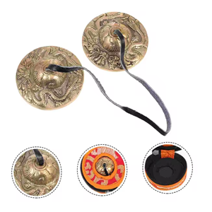 Acheter en laiton massif tibétain Tingsha cymbale cloche Tingsha cymbales tibétain chanceux symbole en relief méditation Yoga cloche carillons en gros - Product Image 1